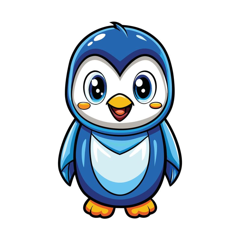a cartoon penguin in blue and white vector