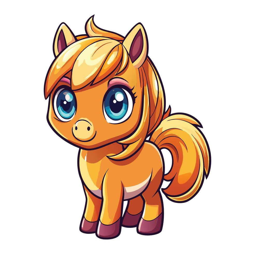 cartoon horse with blue eyes and long hair vector