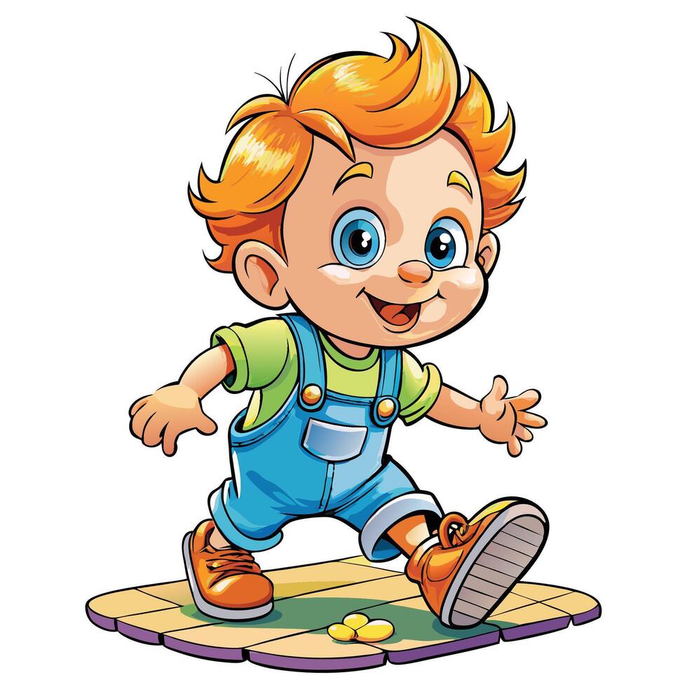 cartoon boy running on the floor vector
