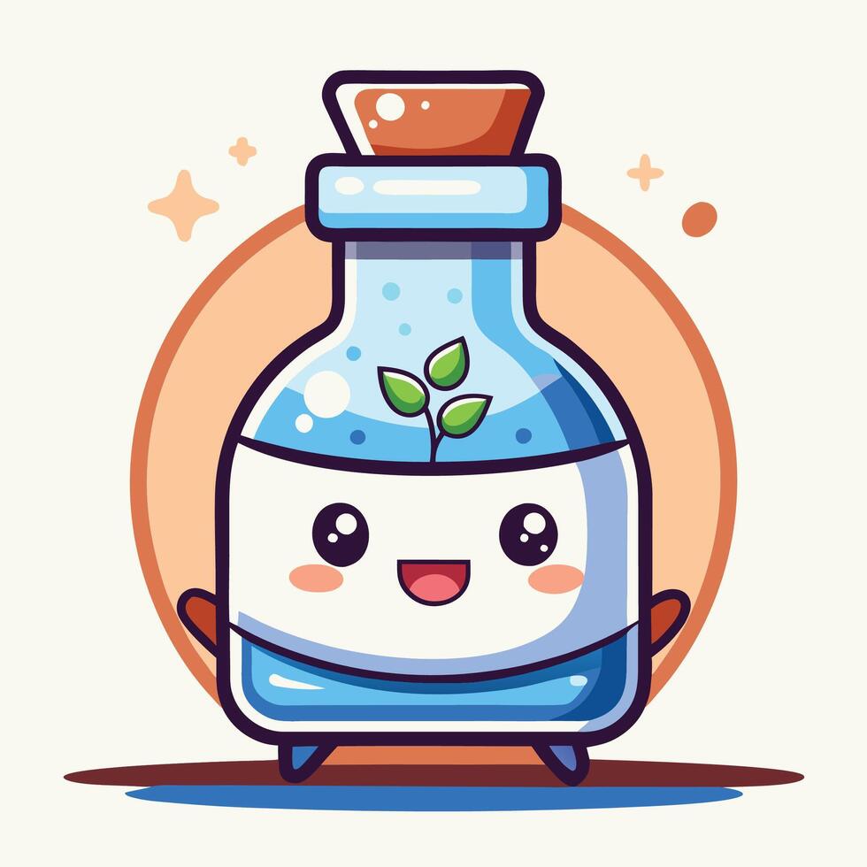 a cartoon character with a plant in a bottle vector