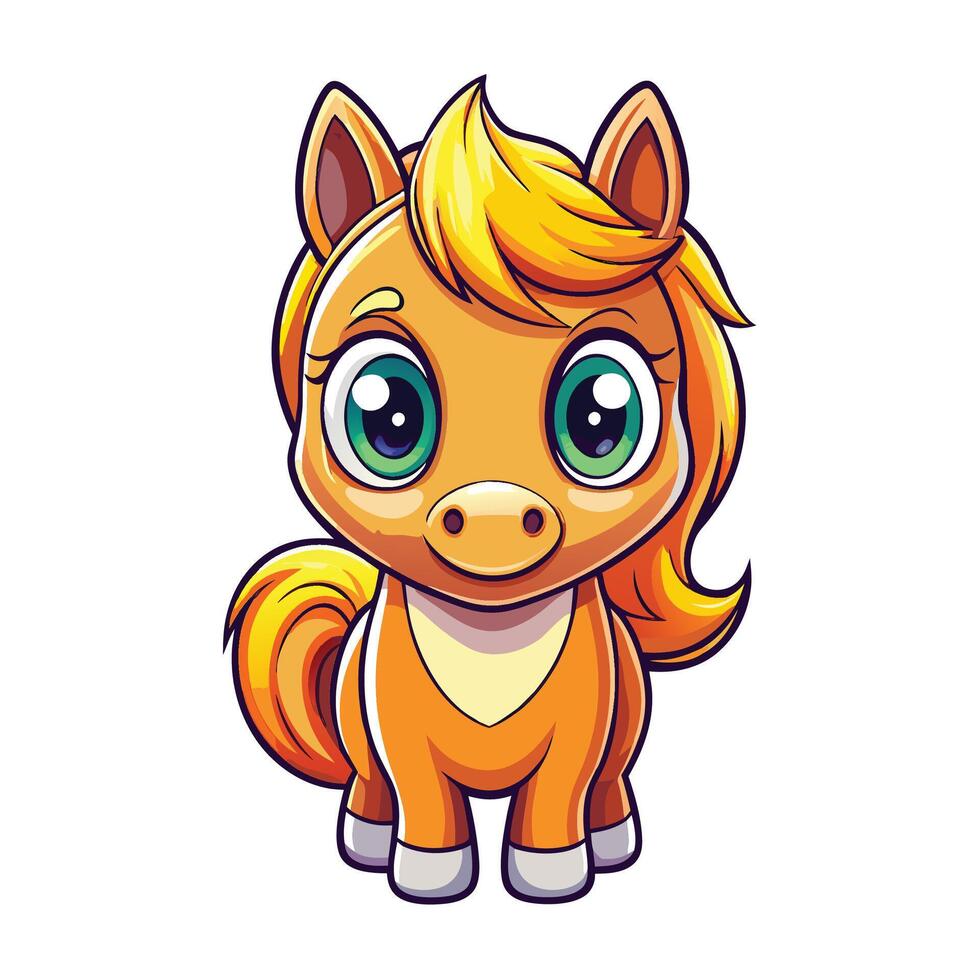 a cartoon horse with green eyes and a big head vector