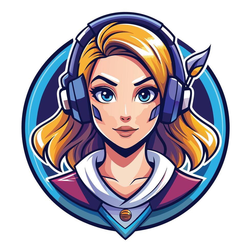 a girl with headphones on her head vector