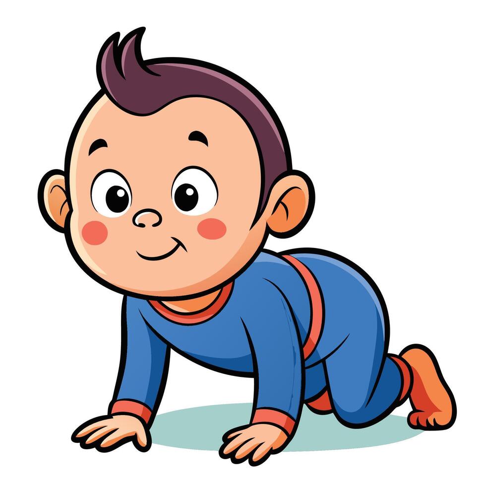 cartoon baby crawling on the ground vector