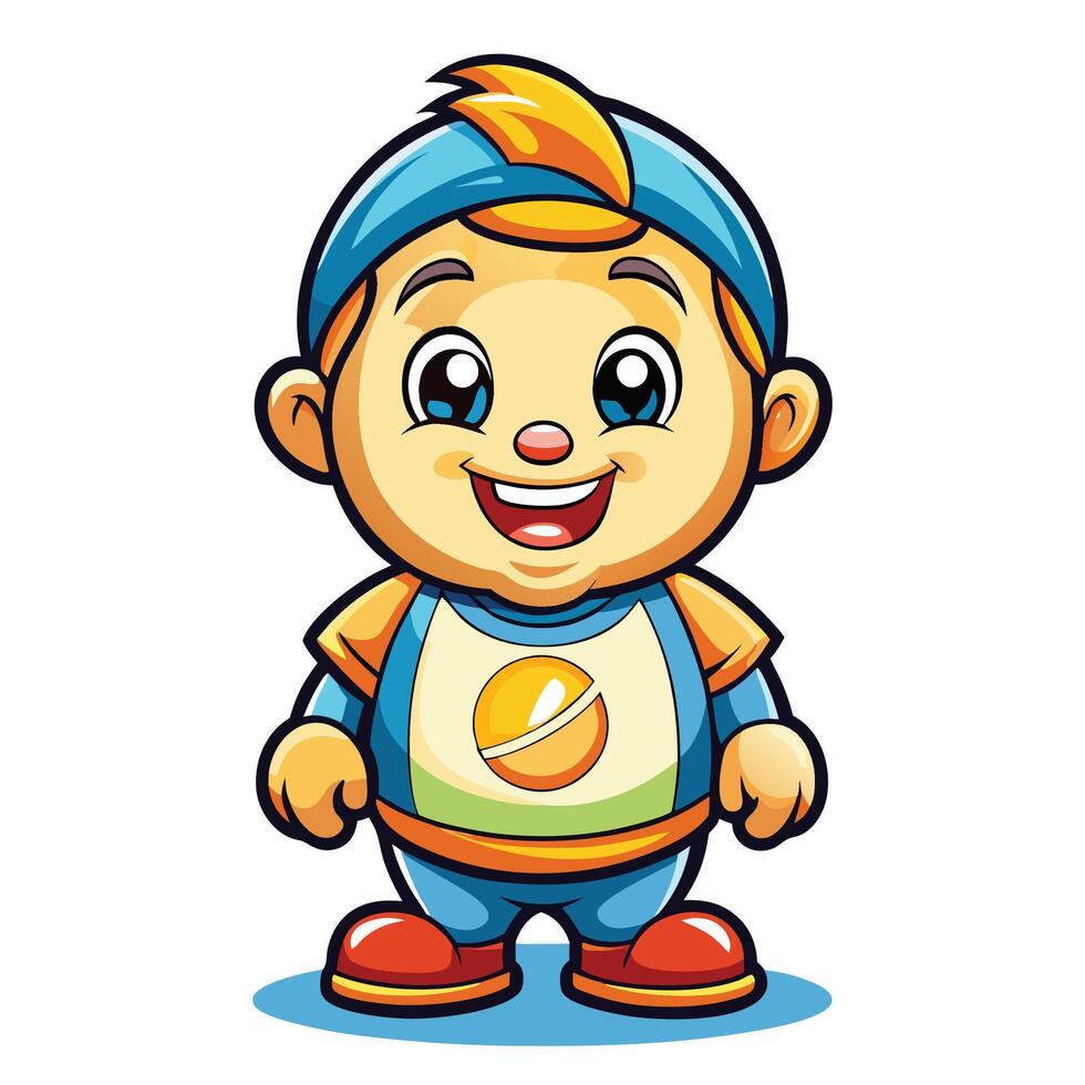 cartoon boy with orange ball vector