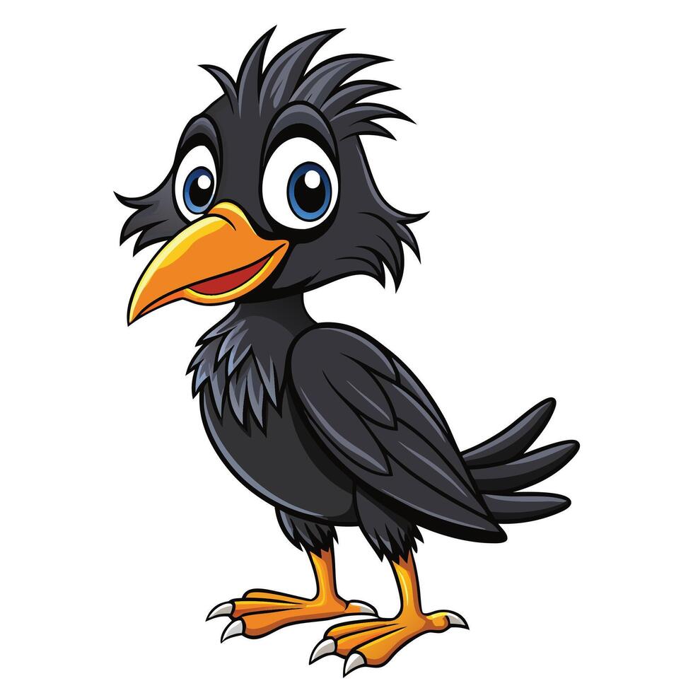 cartoon crow with big eyes and big beak vector