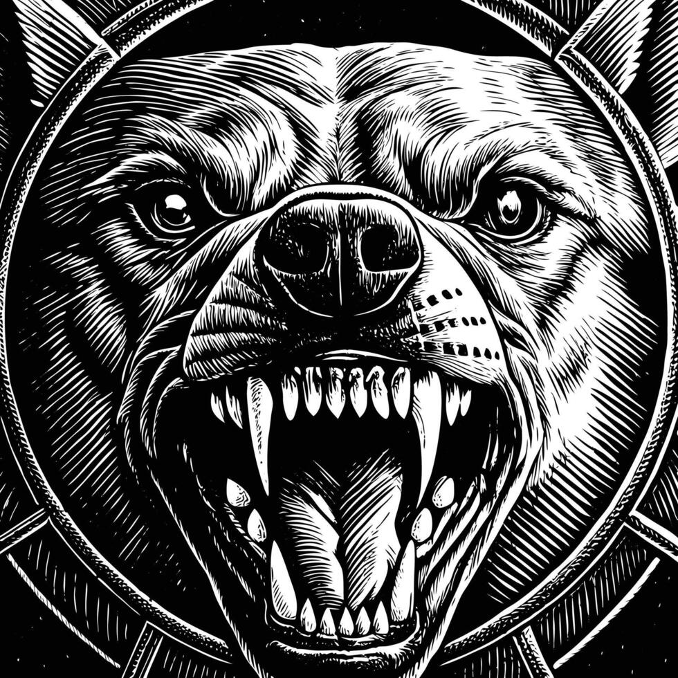 the head of a dog is shown in a circular frame vector