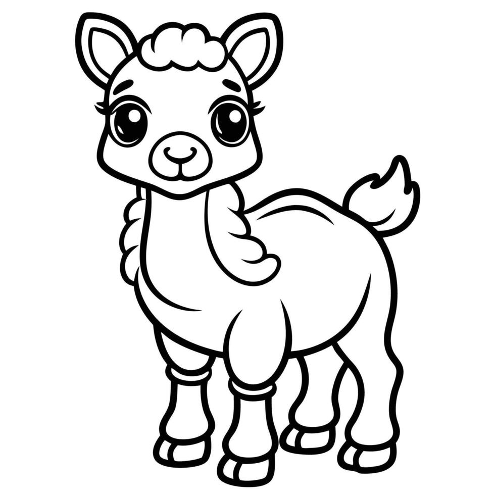 cute llama coloring pages for kids vector