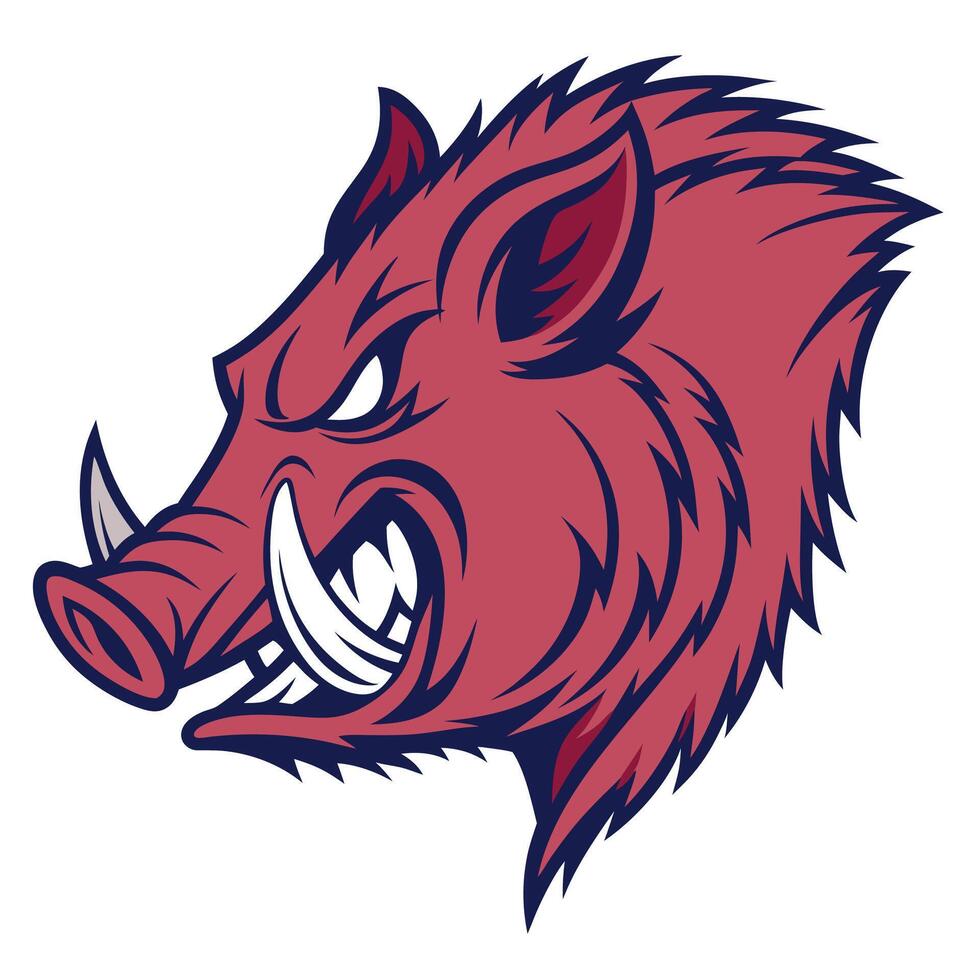 the head of an angry red boar vector