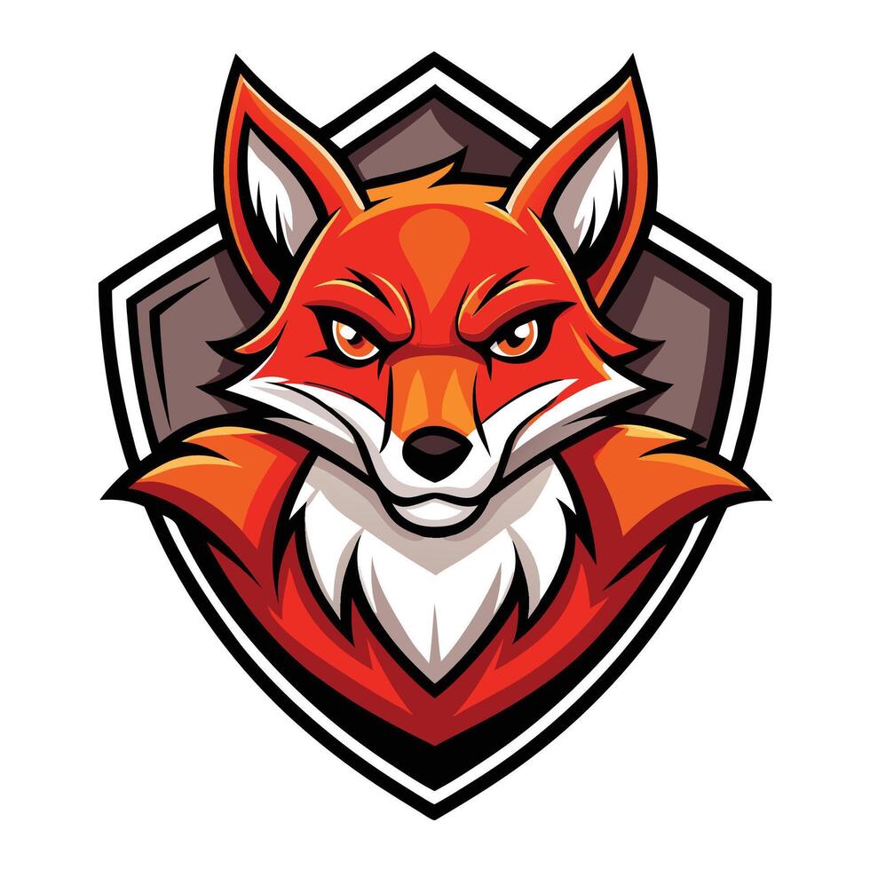 a red fox head on a shield vector
