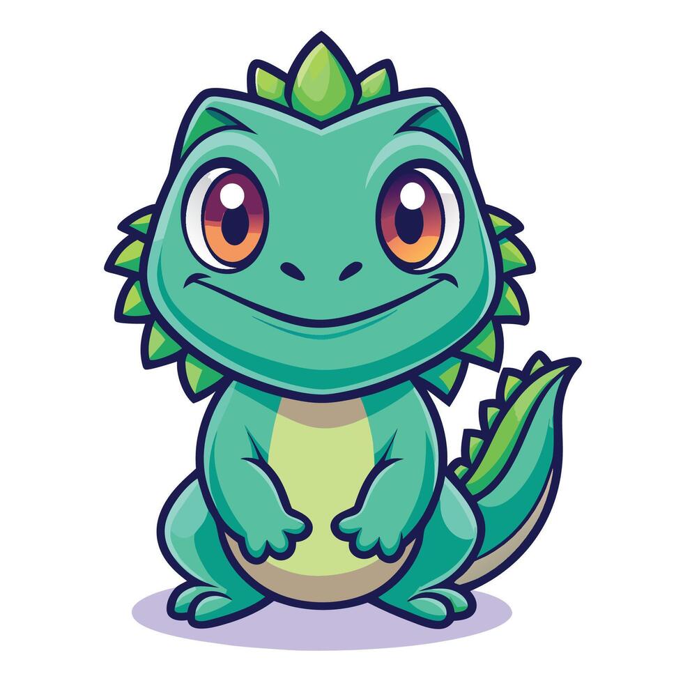cute cartoon lizard illustration vector