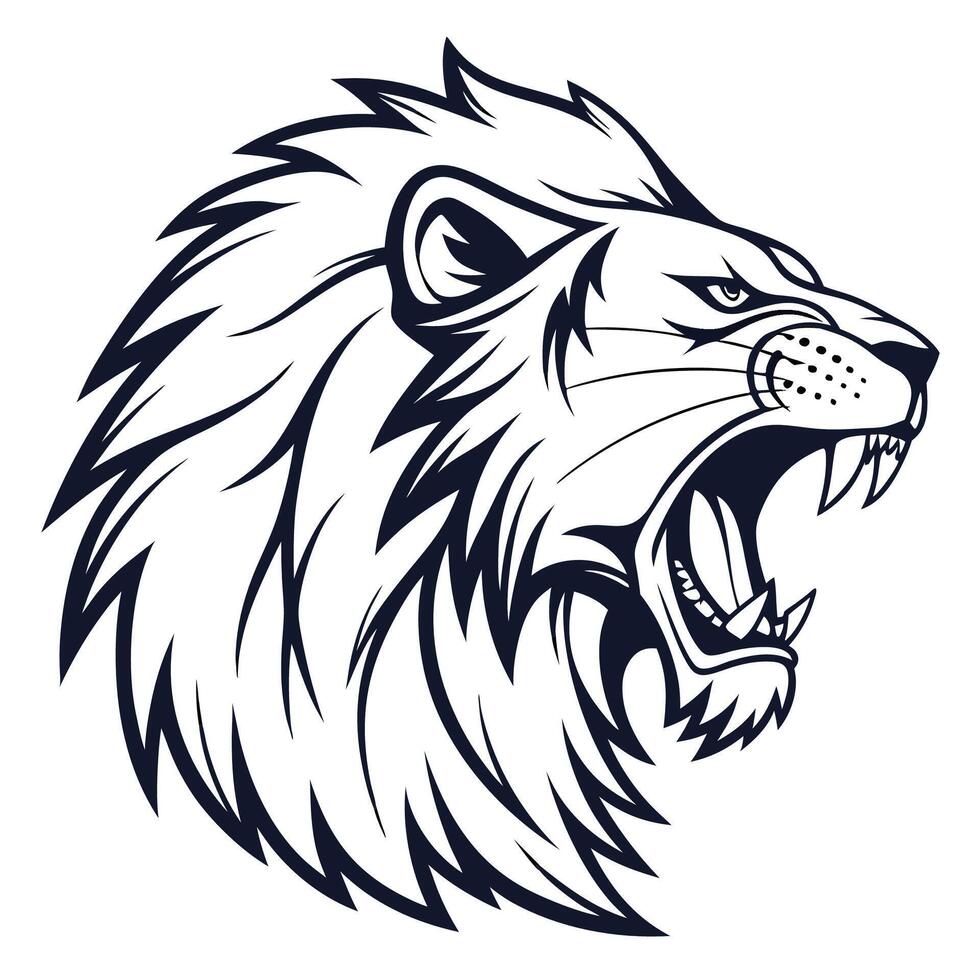 lion head logo, illustration vector