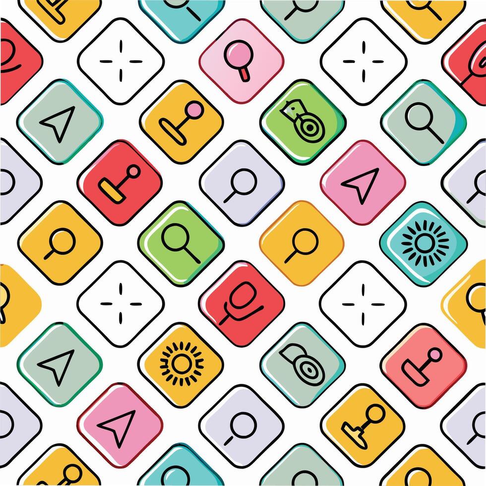 a colorful pattern with icons and other symbols vector