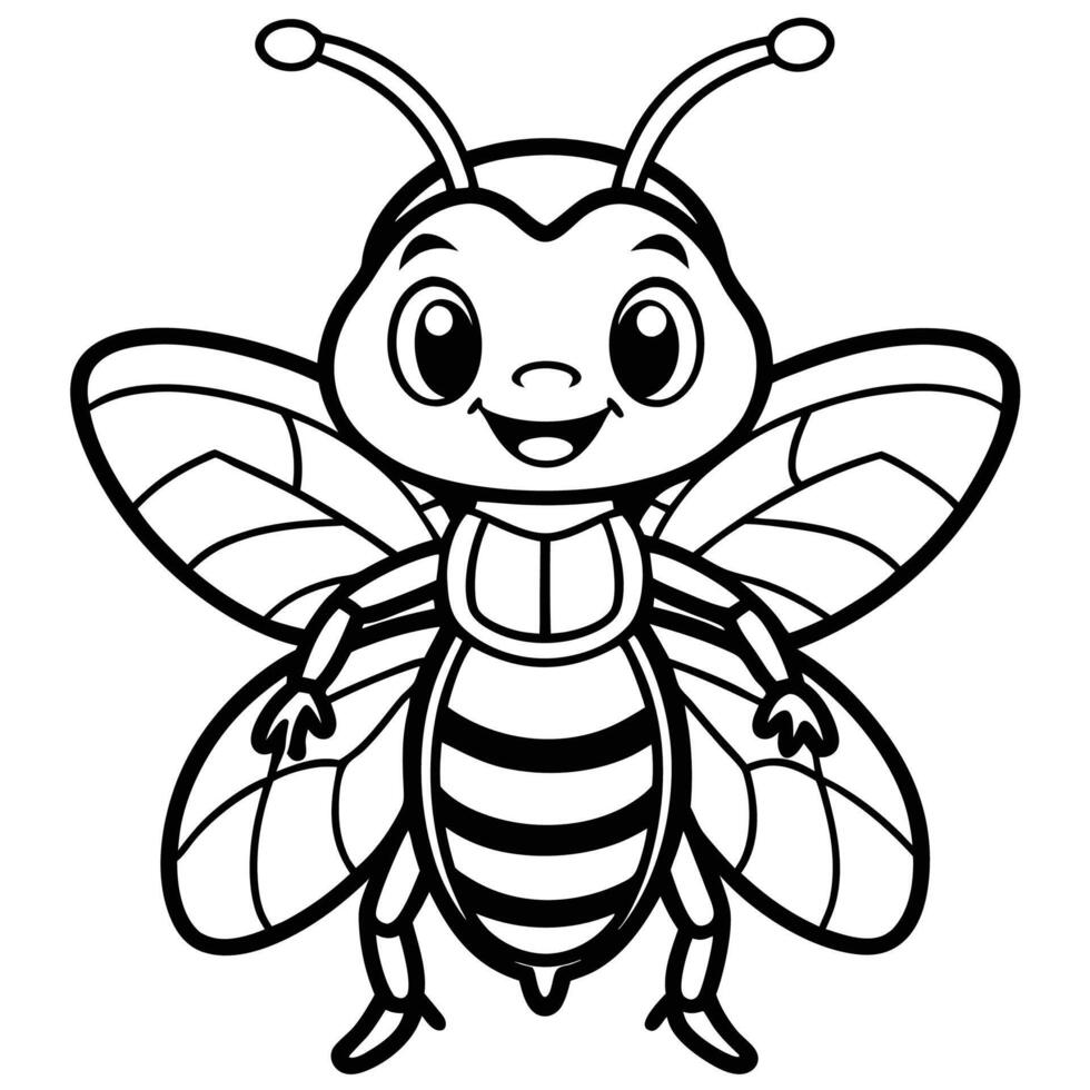 coloring pages for kids with a bee vector