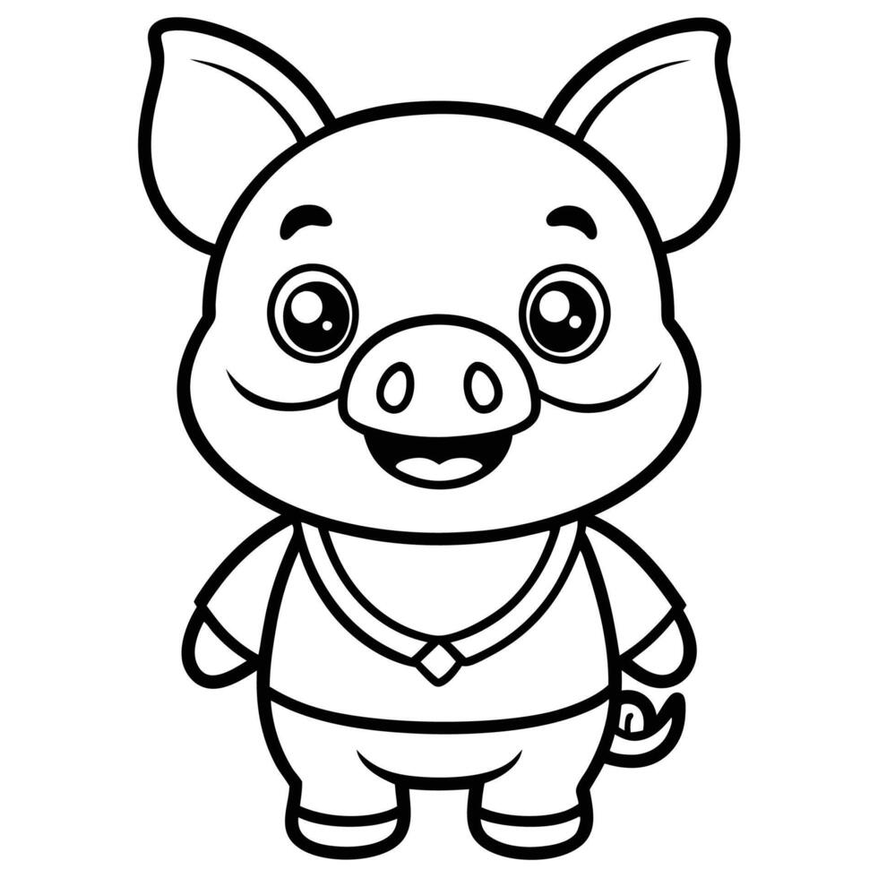 a pig in a dress coloring page vector