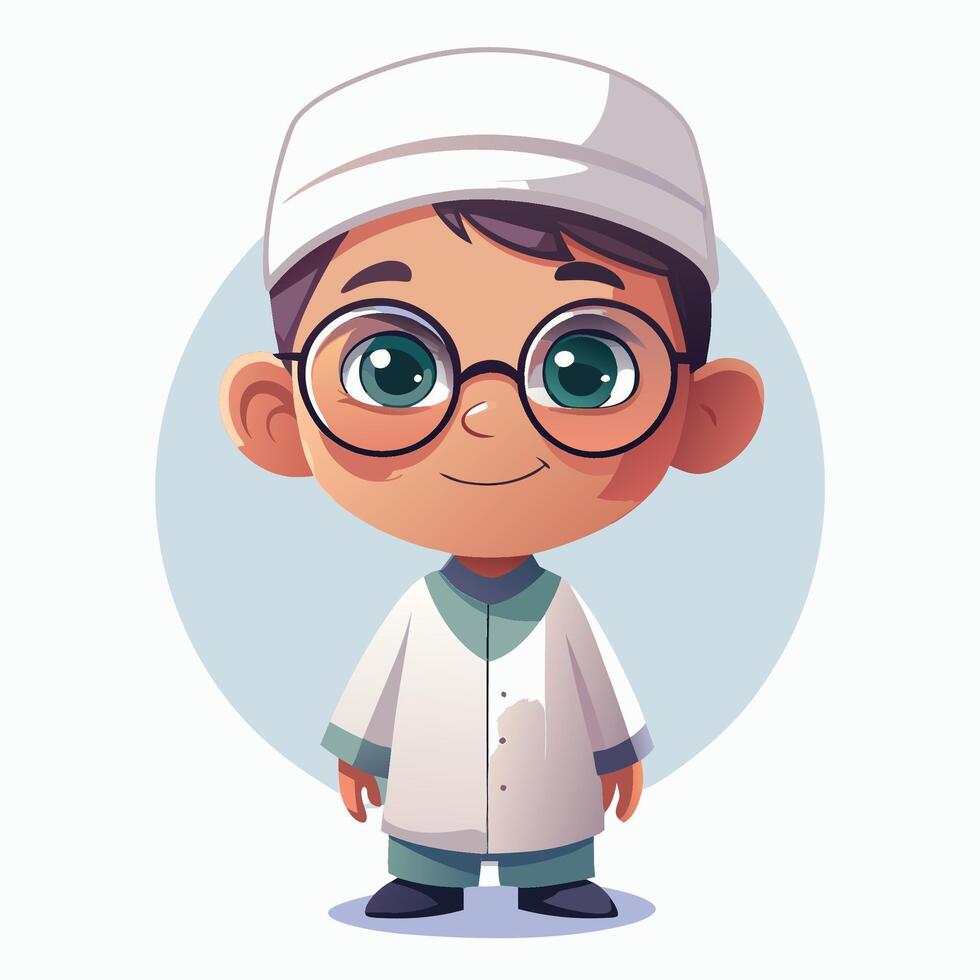 cartoon boy in a white lab coat and glasses vector