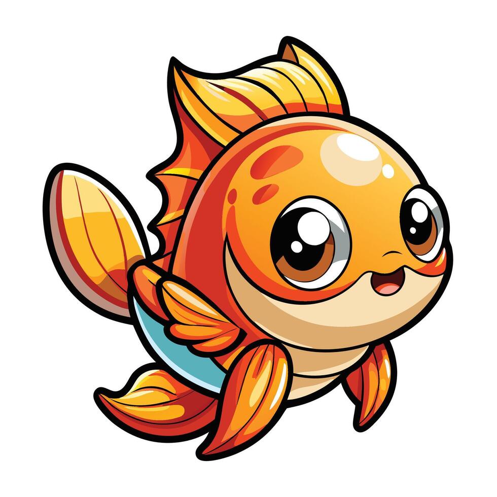 a cartoon fish with big eyes and a big mouth vector