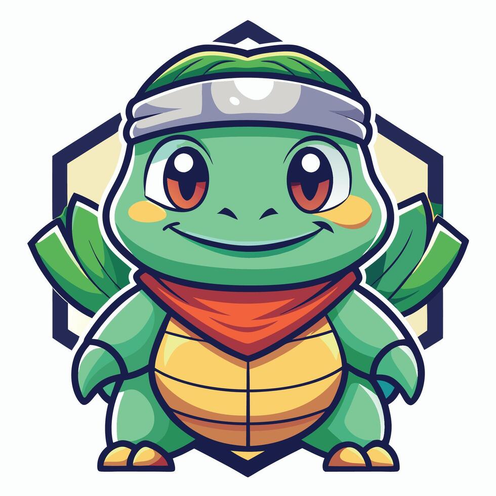 a cartoon turtle wearing a bandana vector