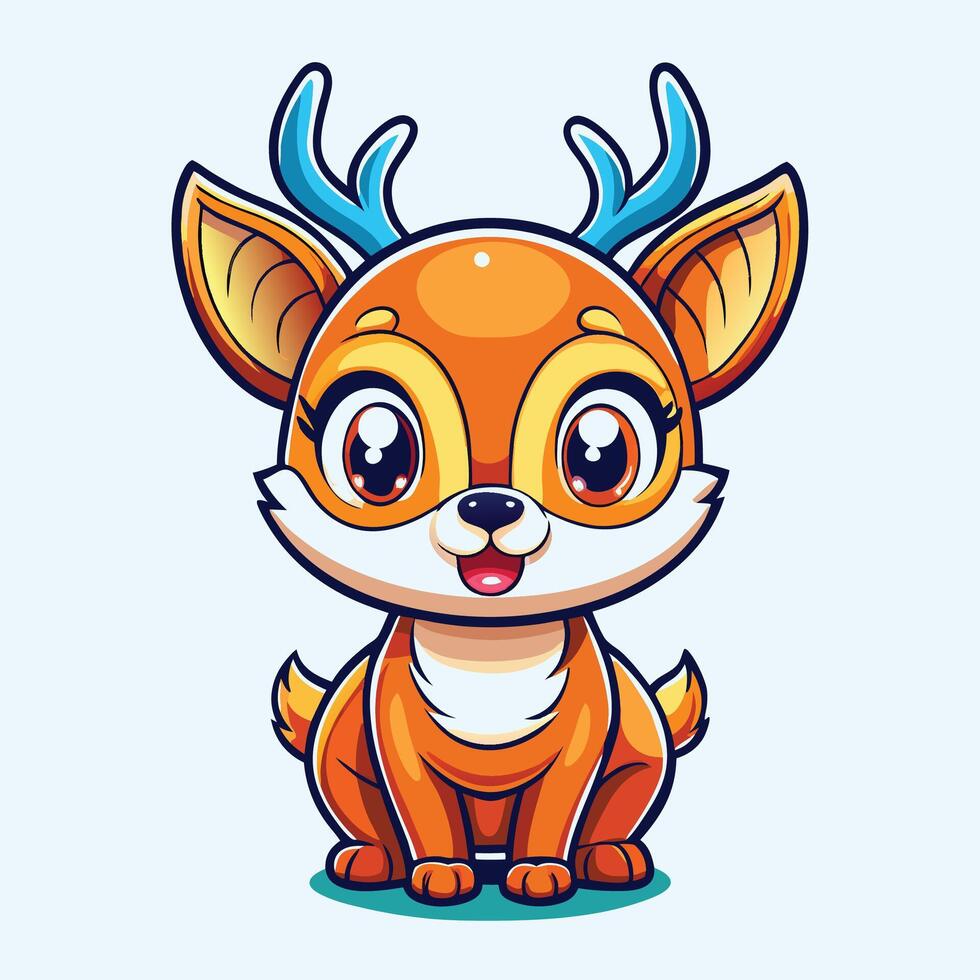 cute deer cartoon character illustration vector