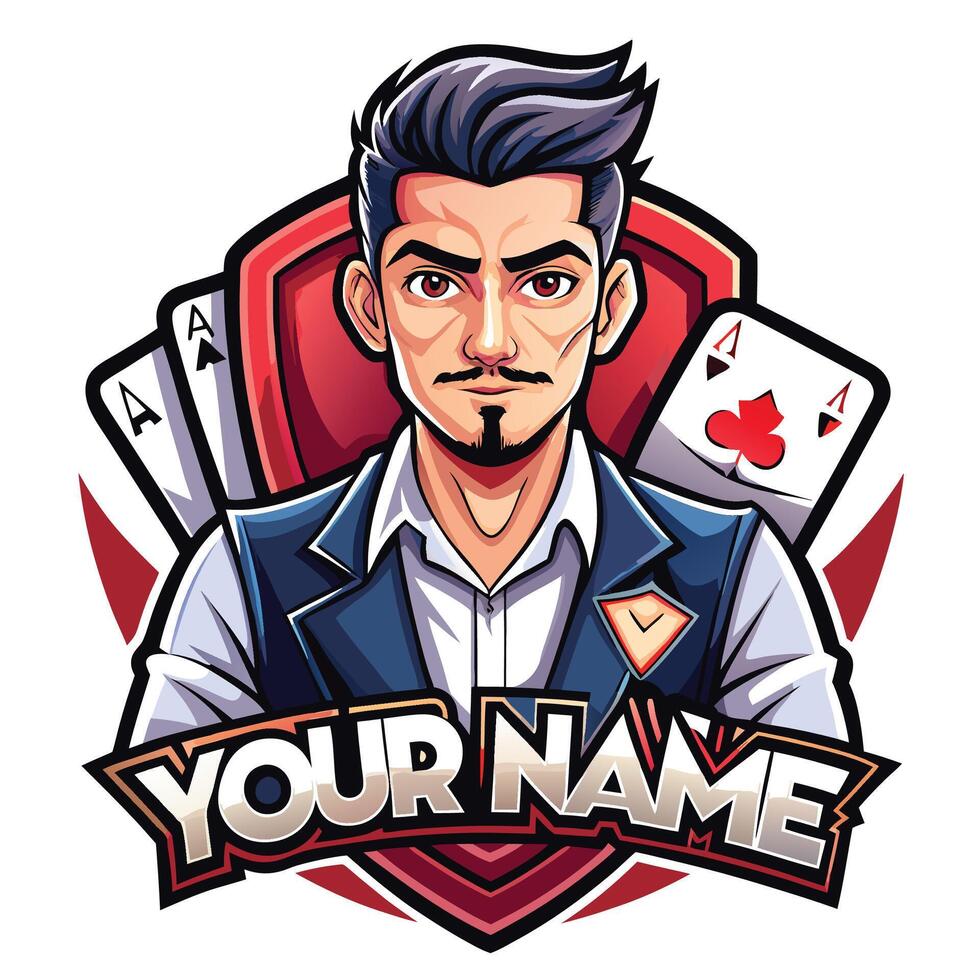 a poker player with a name on the front vector