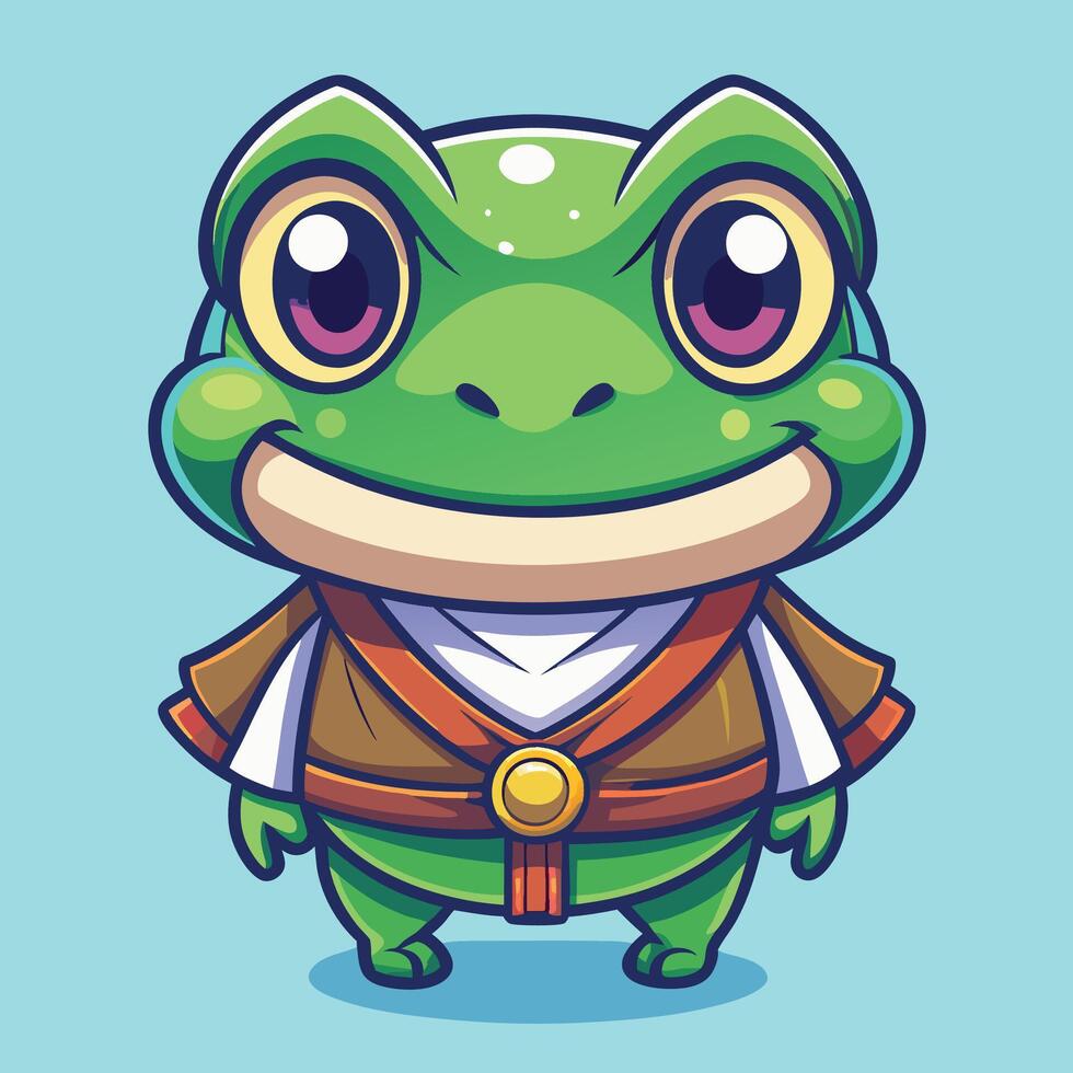 a cartoon frog wearing a kimono vector