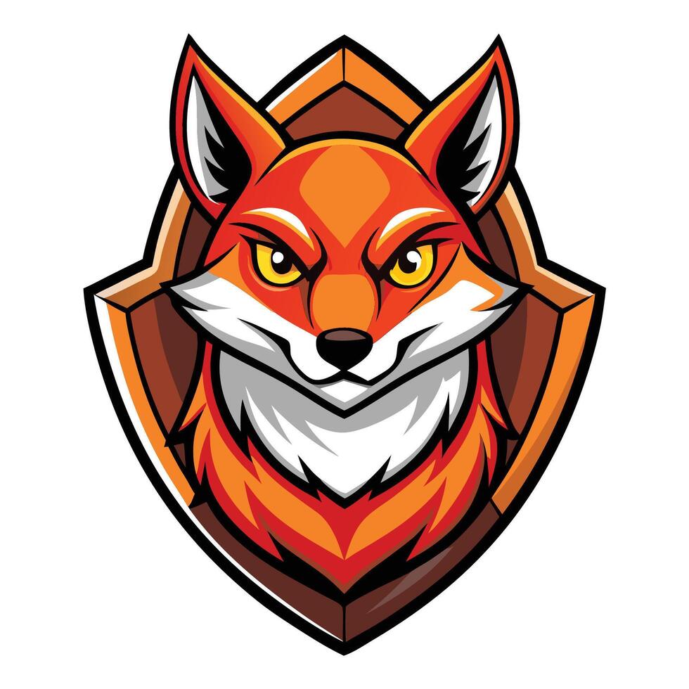 a fox head on a shield vector