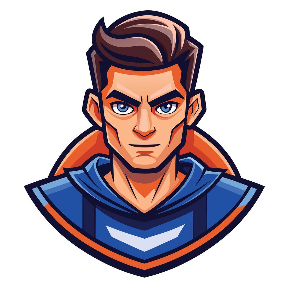 a cartoon avatar of a man in a blue and orange shirt vector