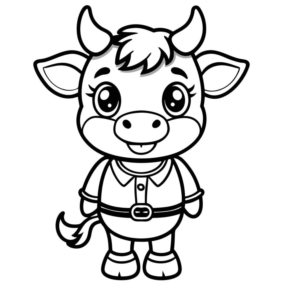 cow cartoon coloring page vector