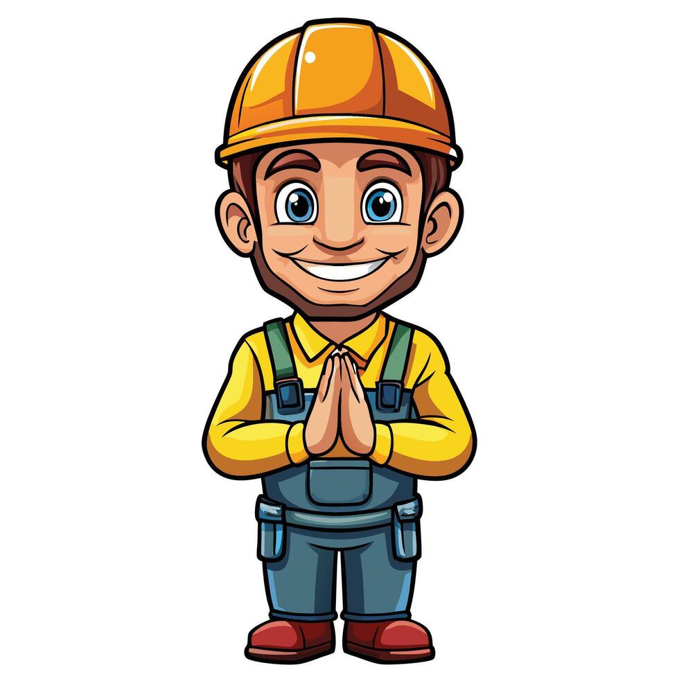 cartoon construction worker with a smile vector