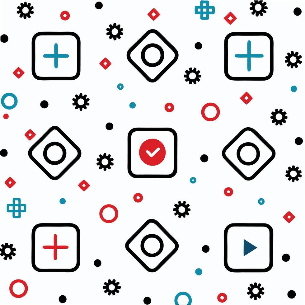 a seamless pattern with different icons and buttons vector