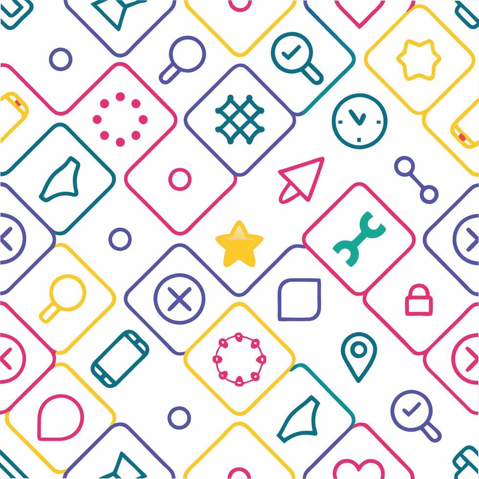 a colorful pattern with icons and symbols vector