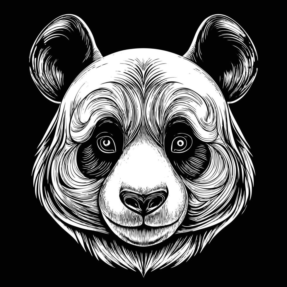 a panda bear head on a black background vector