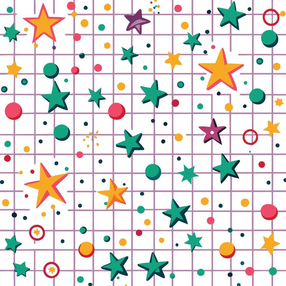 a star pattern with colorful dots and stars vector