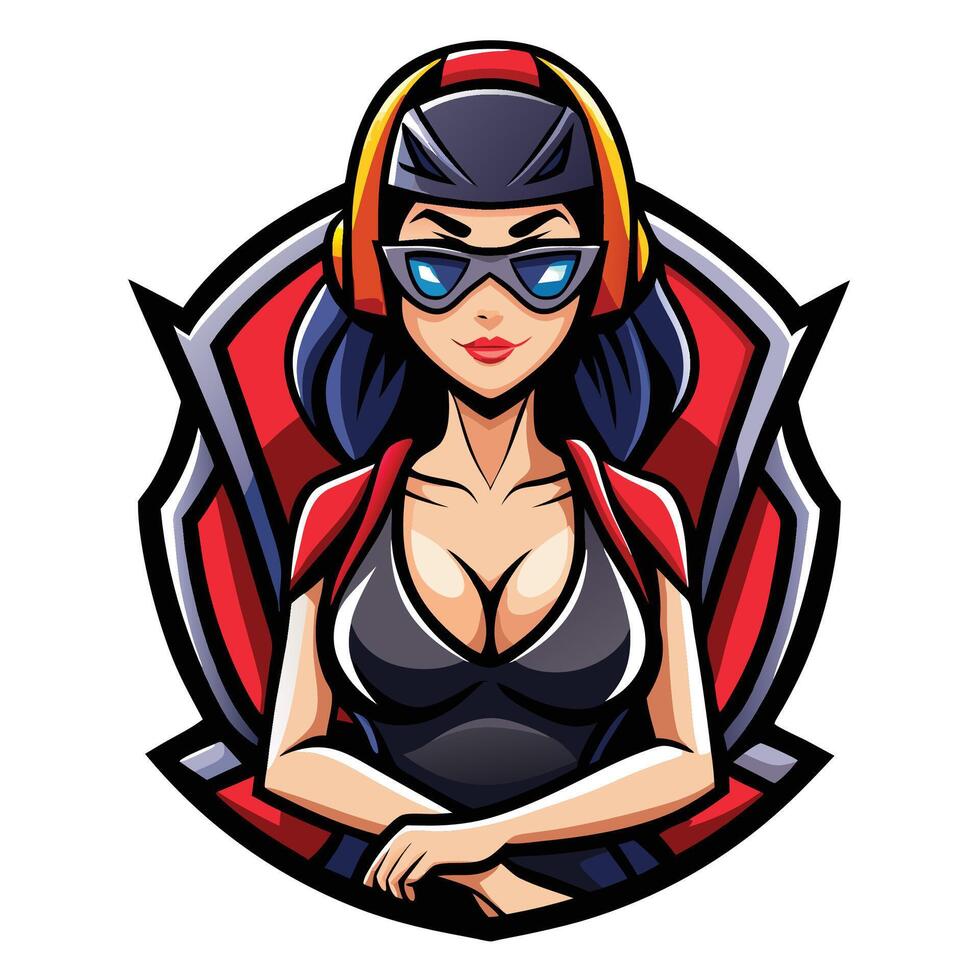 a cartoon woman with headphones and glasses vector