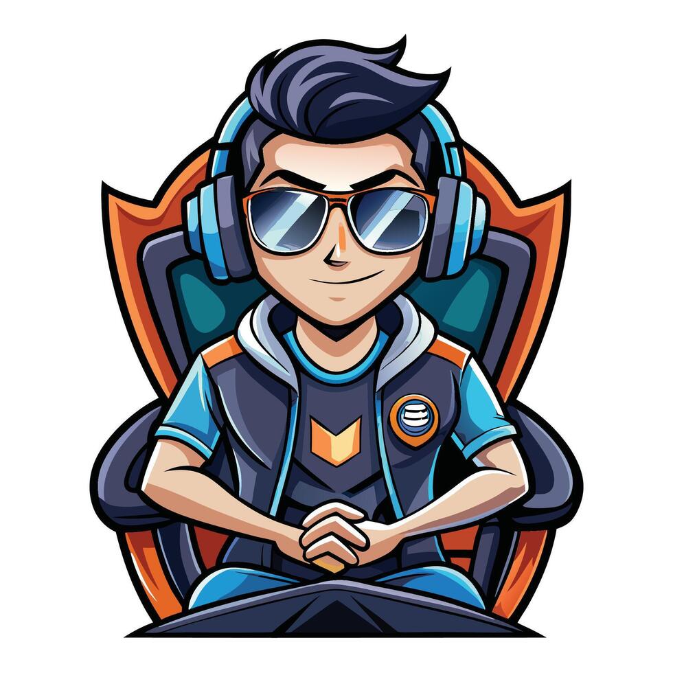 a cartoon character wearing sunglasses and a headset vector
