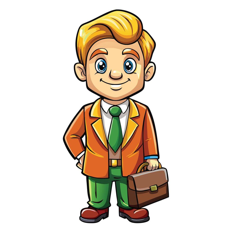 a cartoon businessman with a briefcase vector