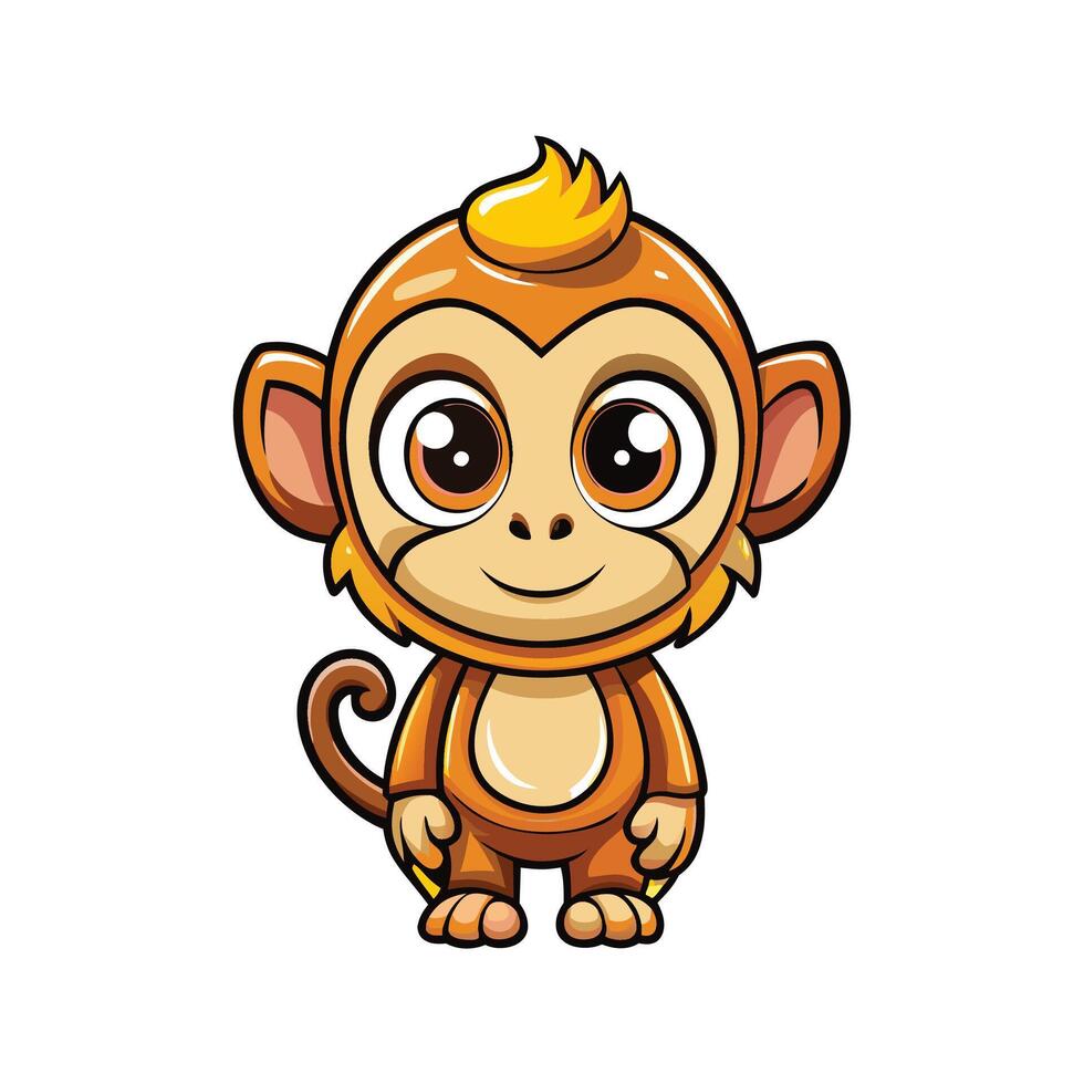 a cartoon monkey with yellow eyes and a big smile vector