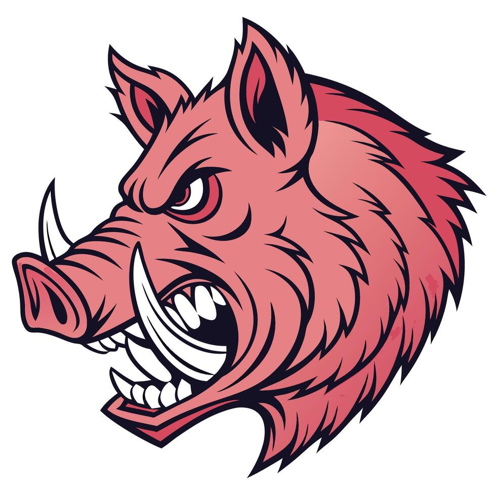 the head of a wild boar is shown with its mouth open vector