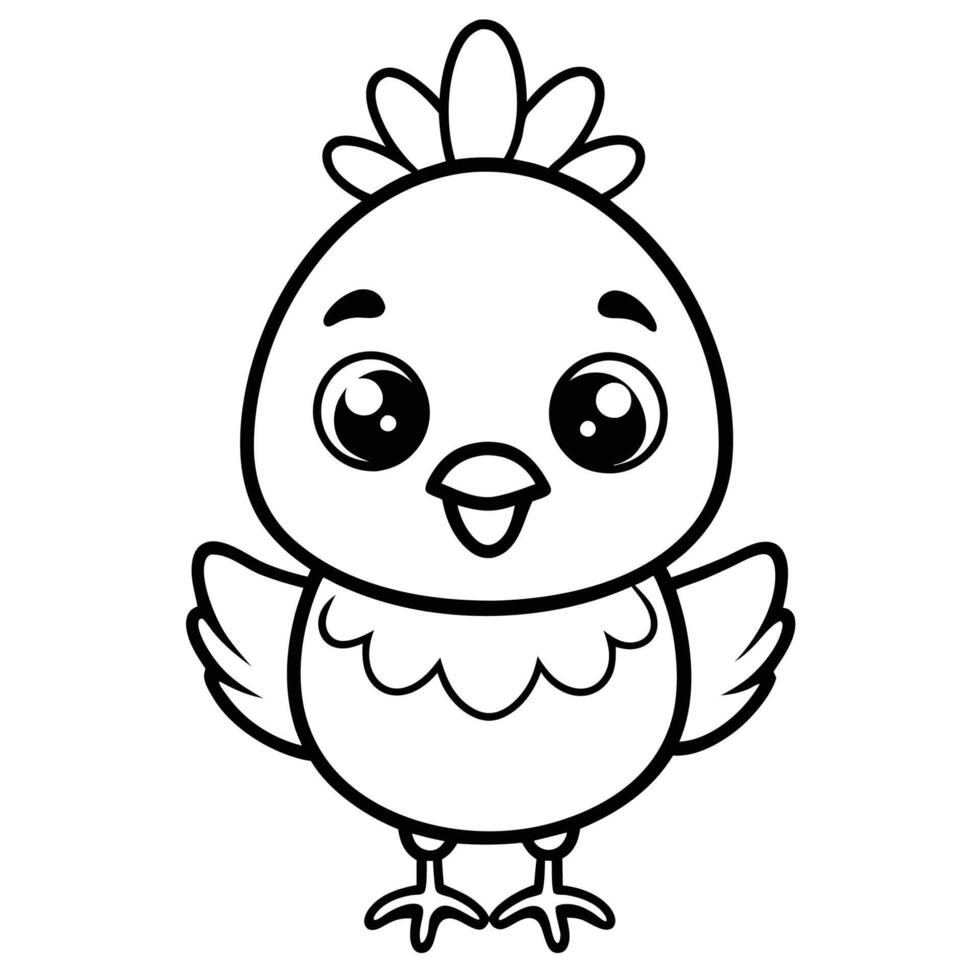 a cute little chicken coloring page vector