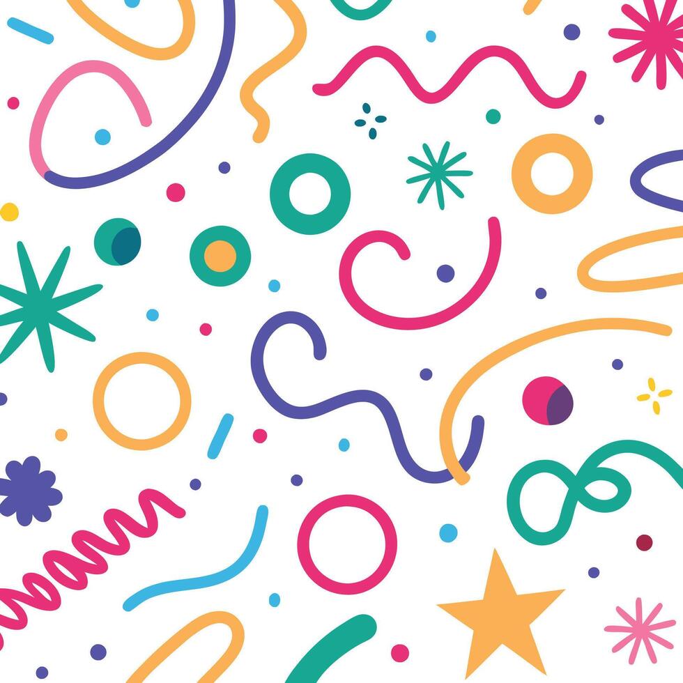 a colorful pattern with stars and other shapes vector