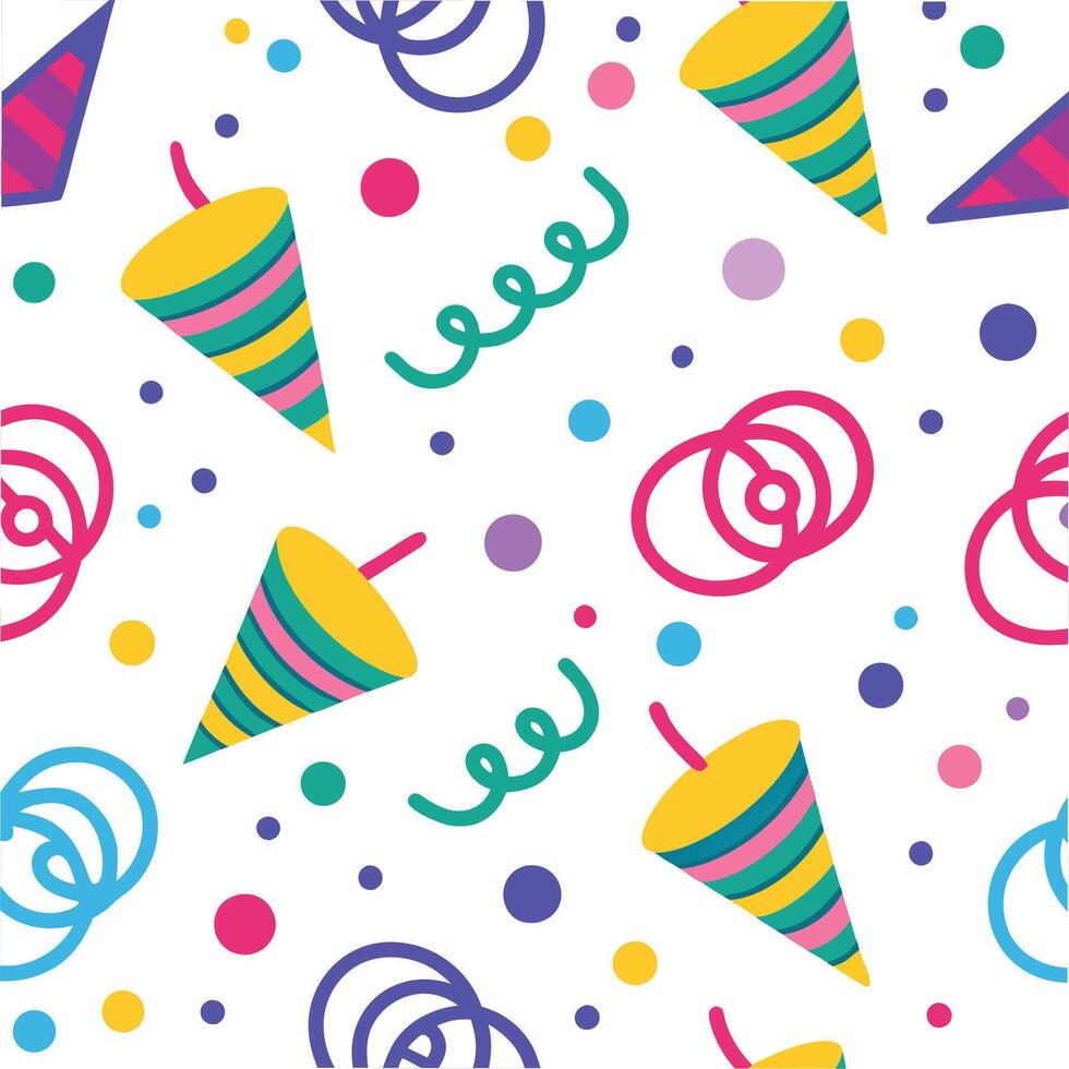 seamless pattern with colorful party items vector