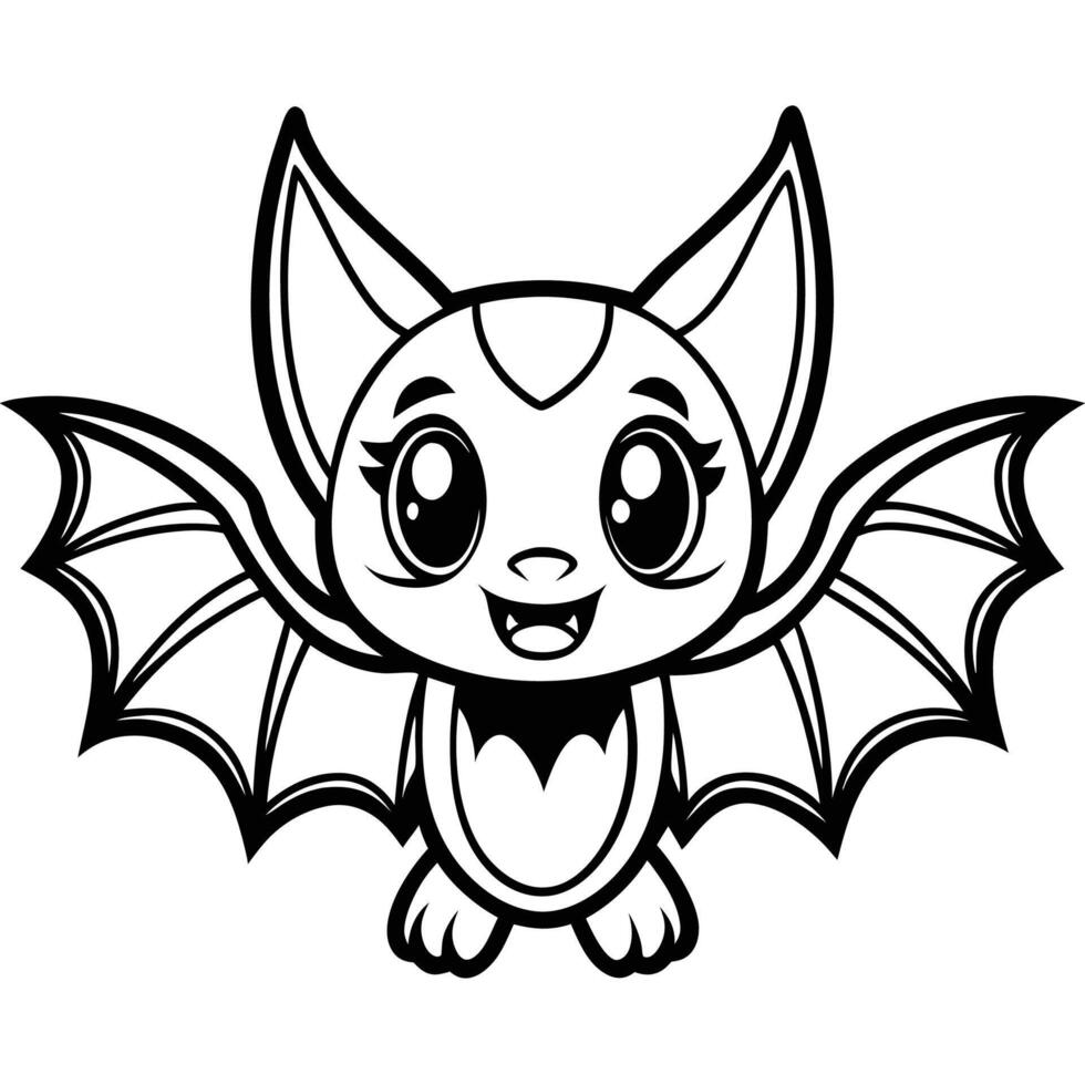 a cartoon bat with big eyes and wings vector