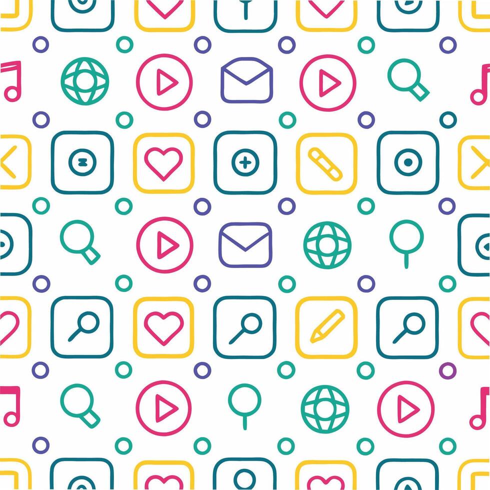 a colorful pattern with icons and symbols vector