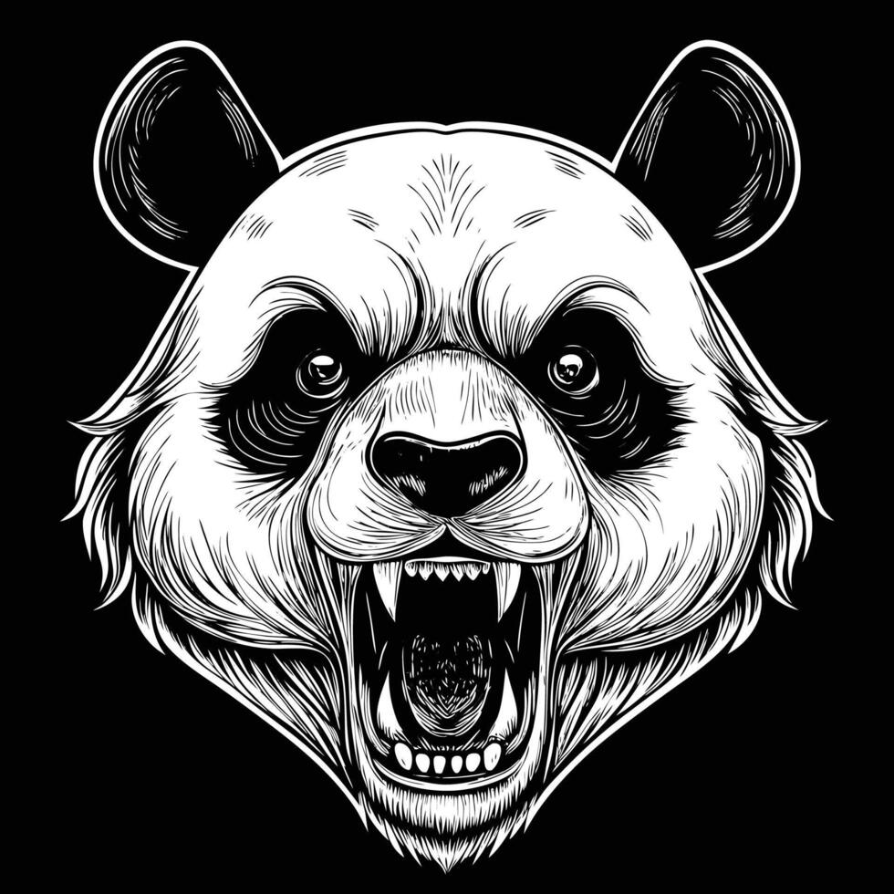 a panda bear head with its mouth open vector