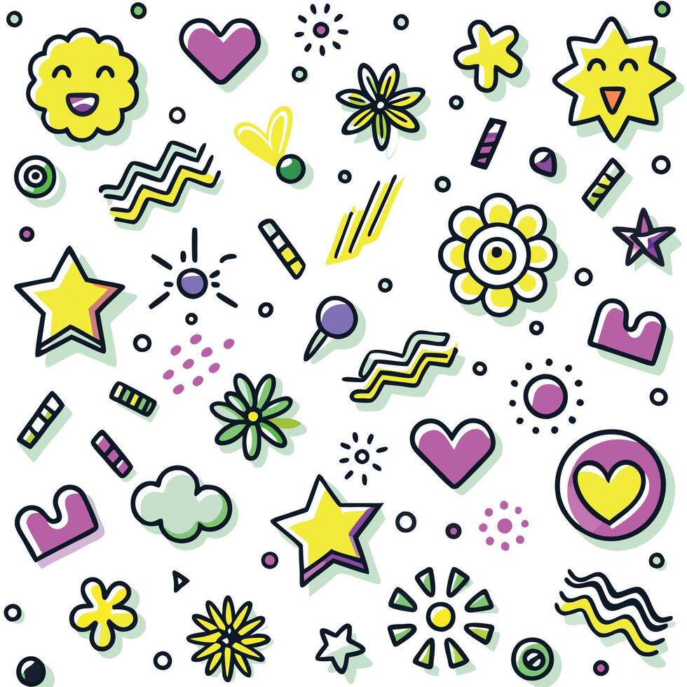 a colorful set of objects and symbols vector