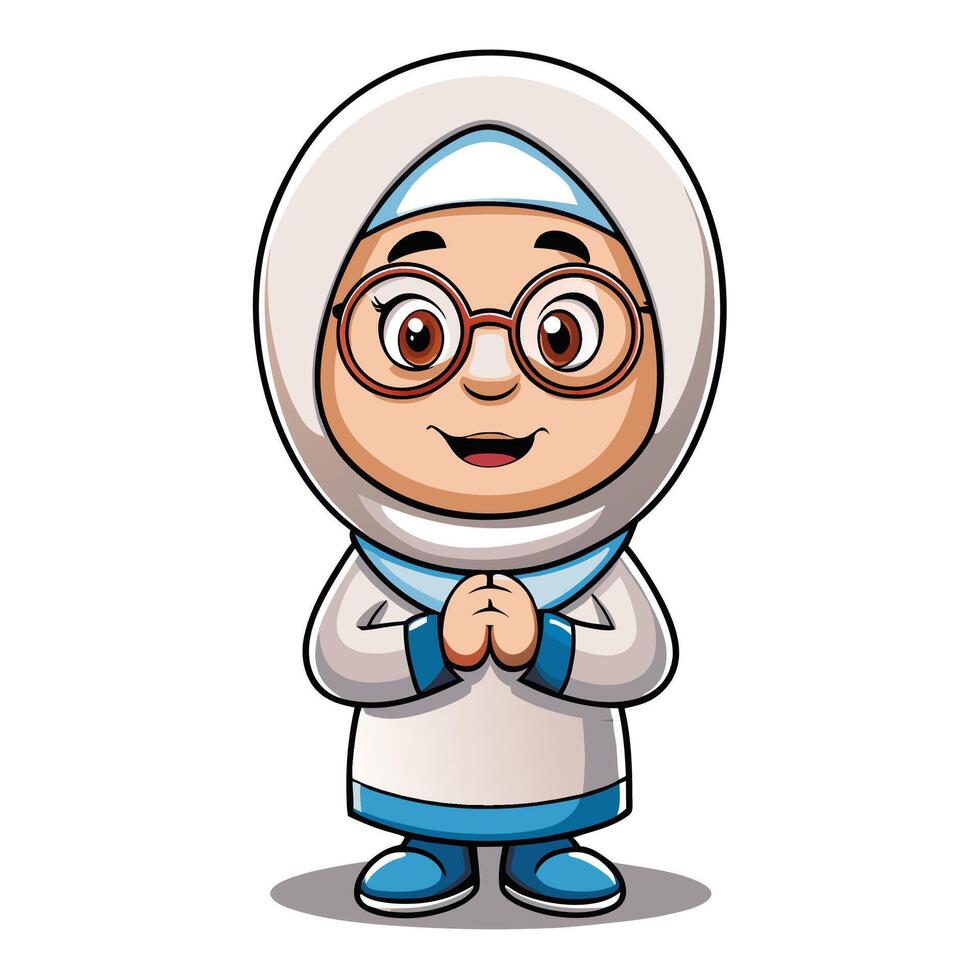 muslim girl cartoon illustration vector