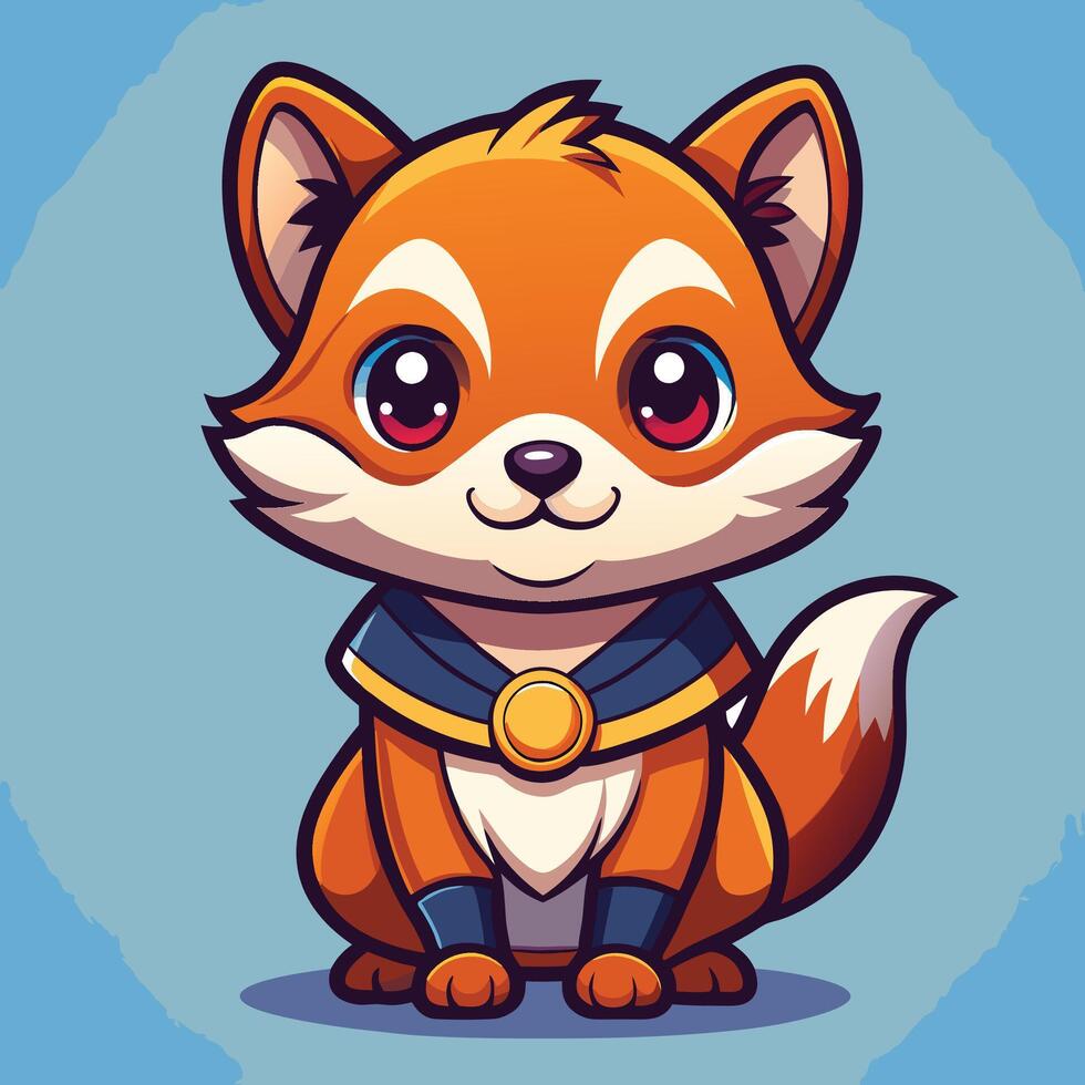 cartoon fox with blue eyes and a blue collar vector