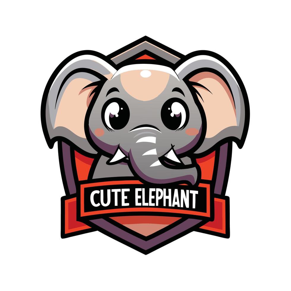 an elephant logo with the word cute elephant vector