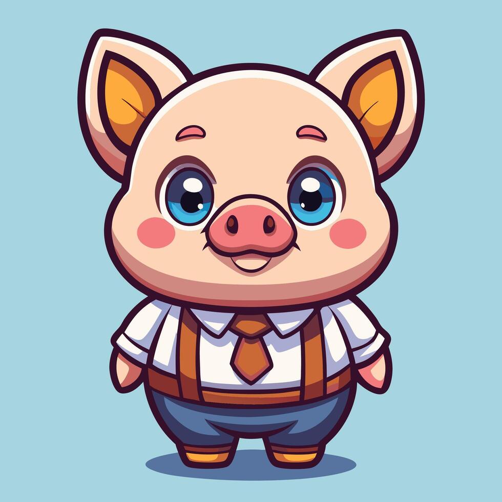 a cartoon pig wearing a tie and shirt vector