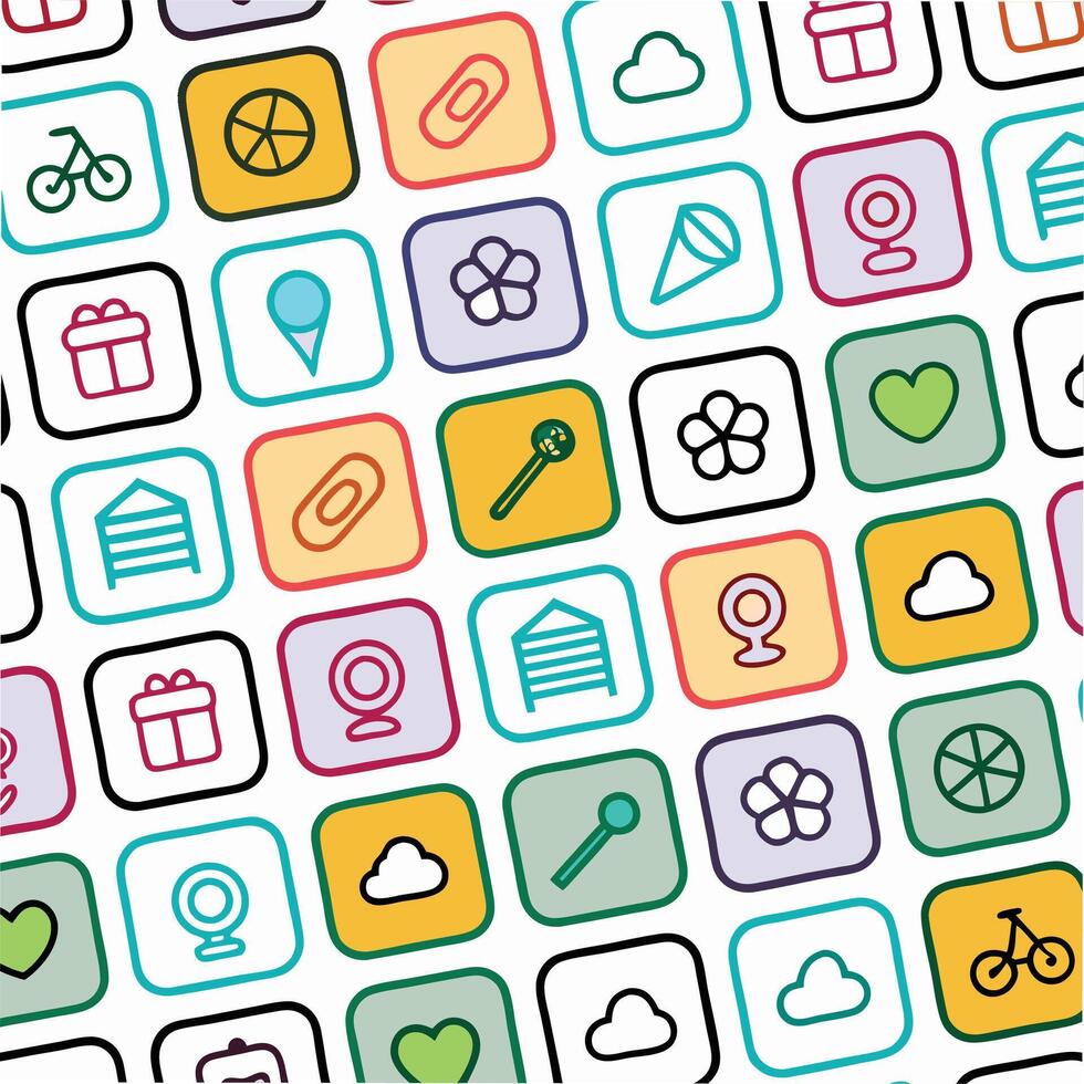 a colorful set of icons that are arranged in a square pattern vector