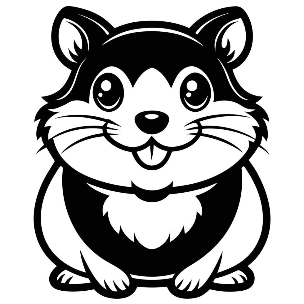 a cartoon hamster with a black and white design vector